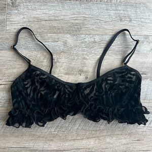 Le Petit Trou Ruffle Transparent Black Bra